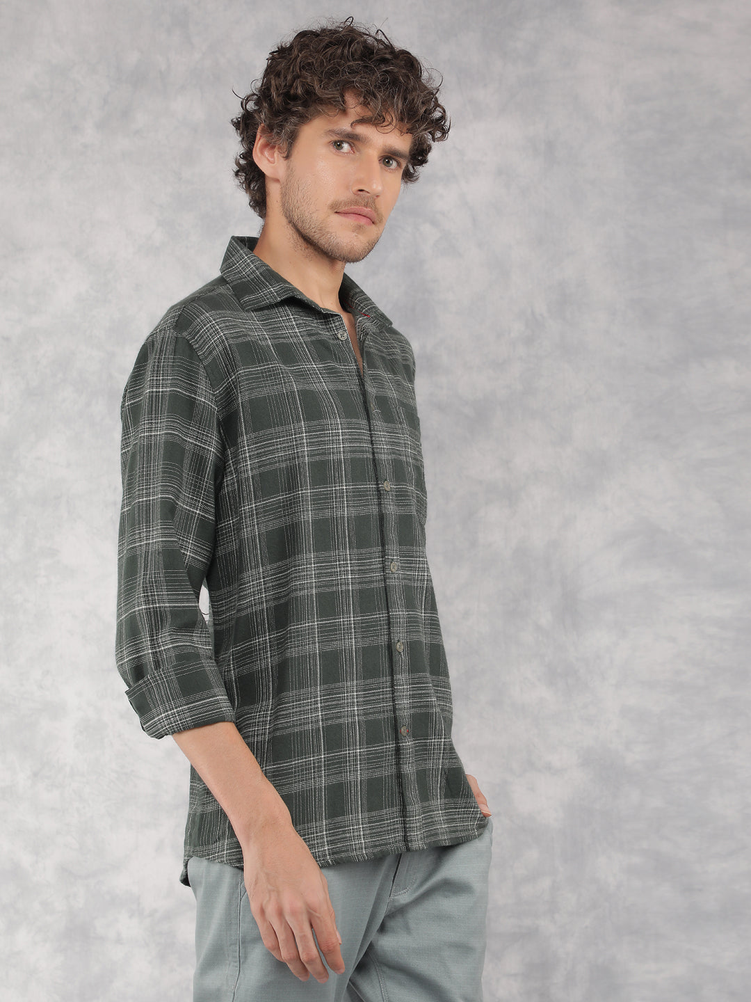 Green Checkered 100% Cotton Shirt-Men Shirts-Crimsoune Club