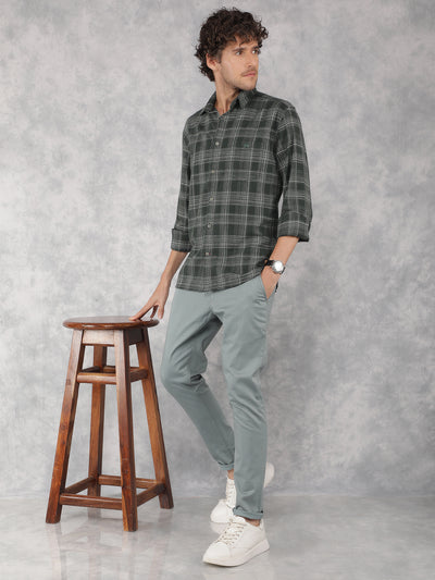 Green Checkered 100% Cotton Shirt-Men Shirts-Crimsoune Club