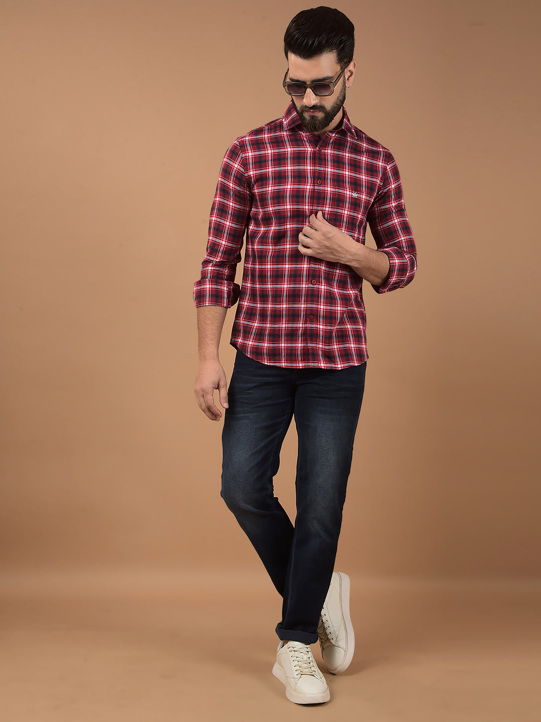 Mustard Checked Shirt-Men Shirts-Crimsoune Club