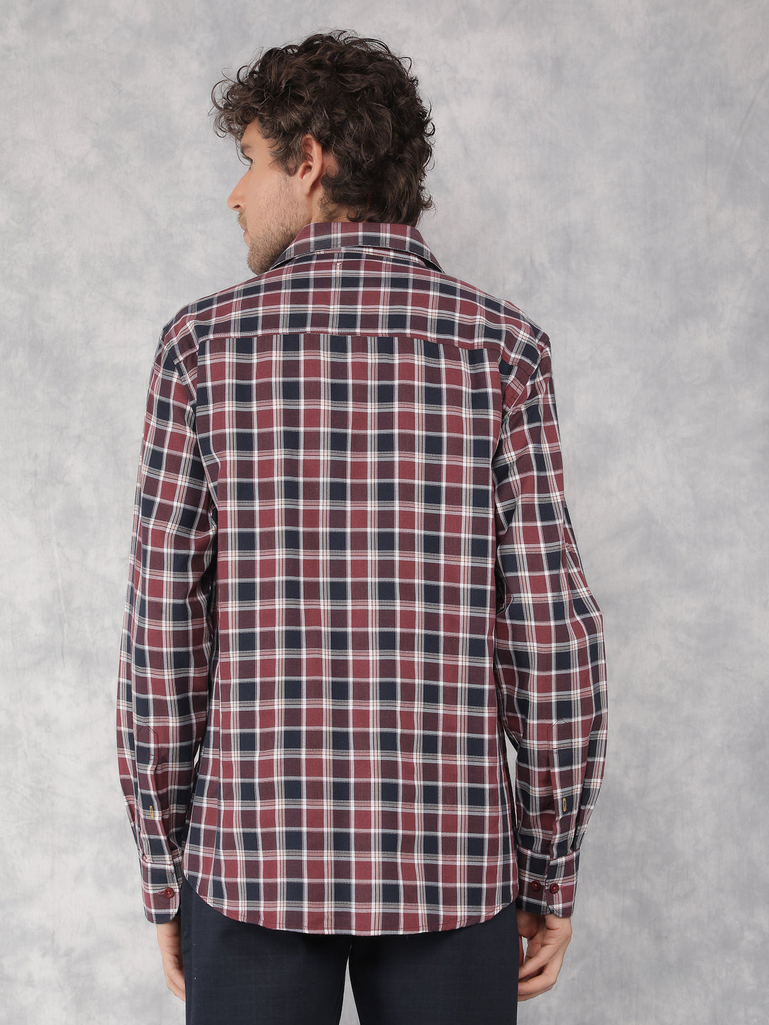 Wine Checkered Shirt-Men Shirts-Crimsoune Club