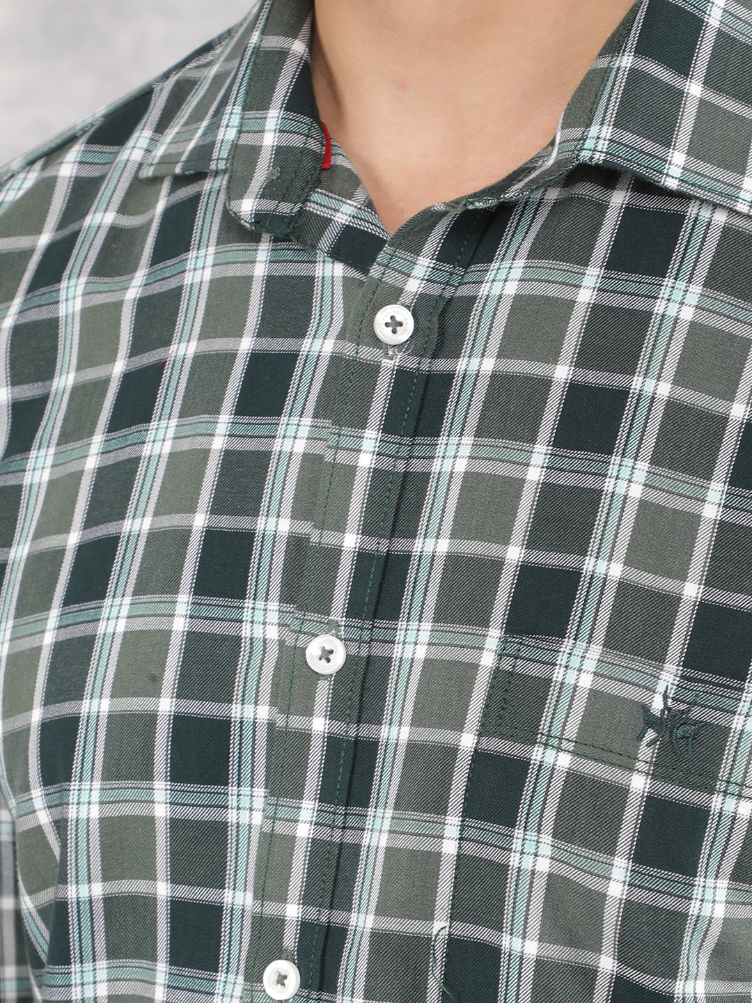 Green Checked Shirt-Men Shirts-Crimsoune Club