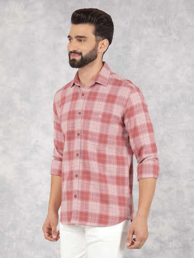 Pink Checked 100% Cotton Shirt-Men Shirts-Crimsoune Club