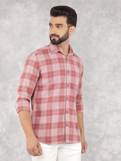 Pink Checked 100% Cotton Shirt-Men Shirts-Crimsoune Club