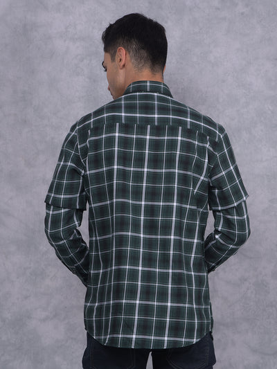 Teal Green Checkered Shirt-Men Shirts-Crimsoune Club