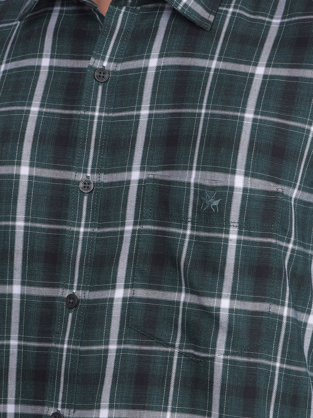 Teal Green Checkered Shirt-Men Shirts-Crimsoune Club