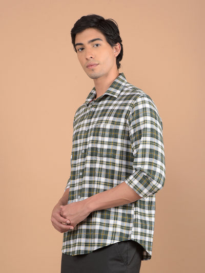 Green 100% Cotton Checked Shirt-Men Shirts-Crimsoune Club