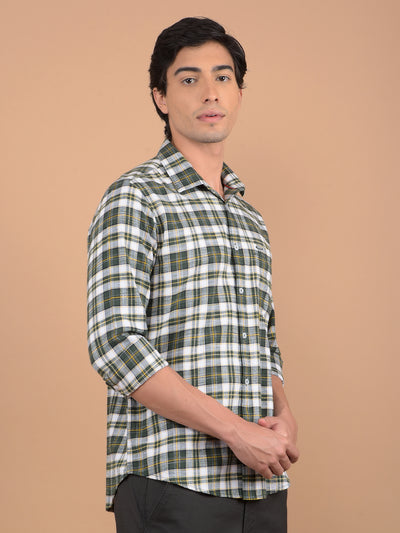 Green 100% Cotton Checked Shirt-Men Shirts-Crimsoune Club