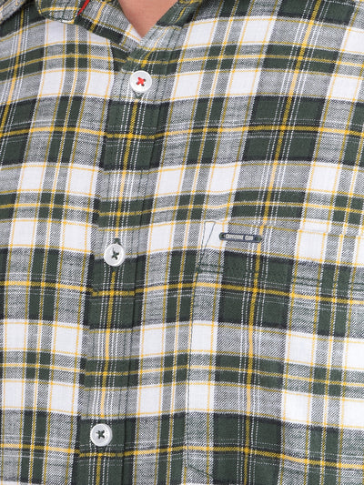 Green 100% Cotton Checked Shirt-Men Shirts-Crimsoune Club