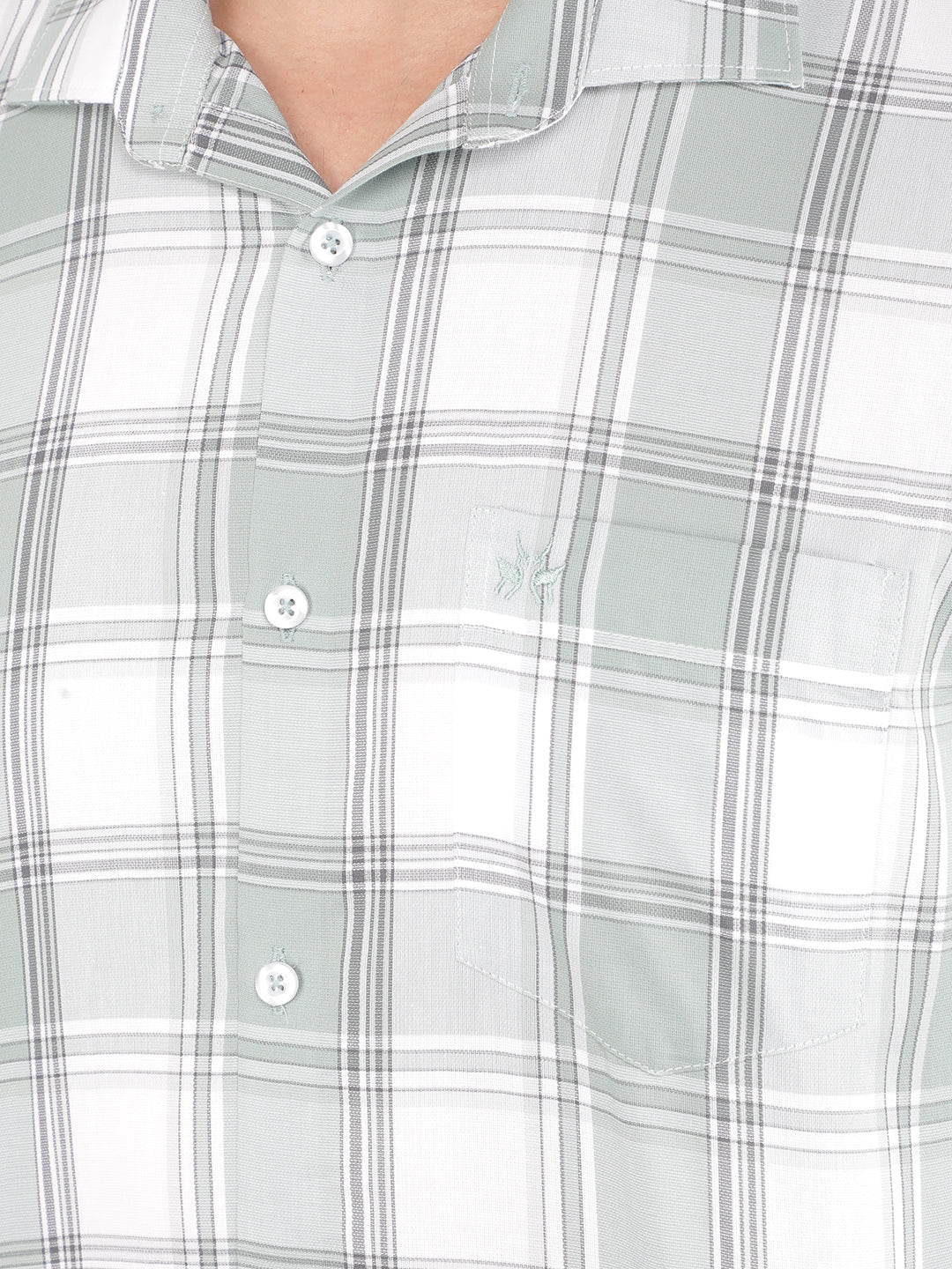 Green Checked 100% Cotton Shirt-Men Shirts-Crimsoune Club