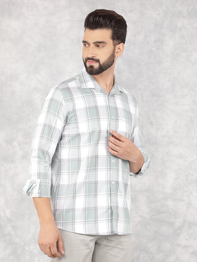 Green Checked 100% Cotton Shirt-Men Shirts-Crimsoune Club