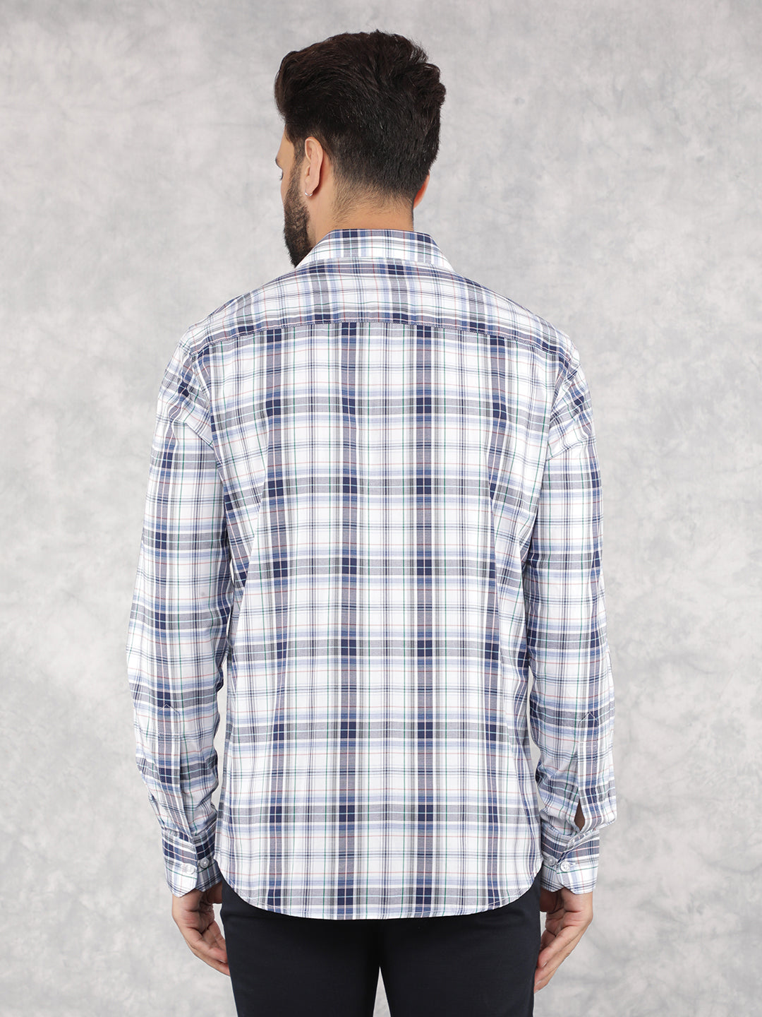 Blue Checked 100% Cotton Shirt-Men Shirts-Crimsoune Club