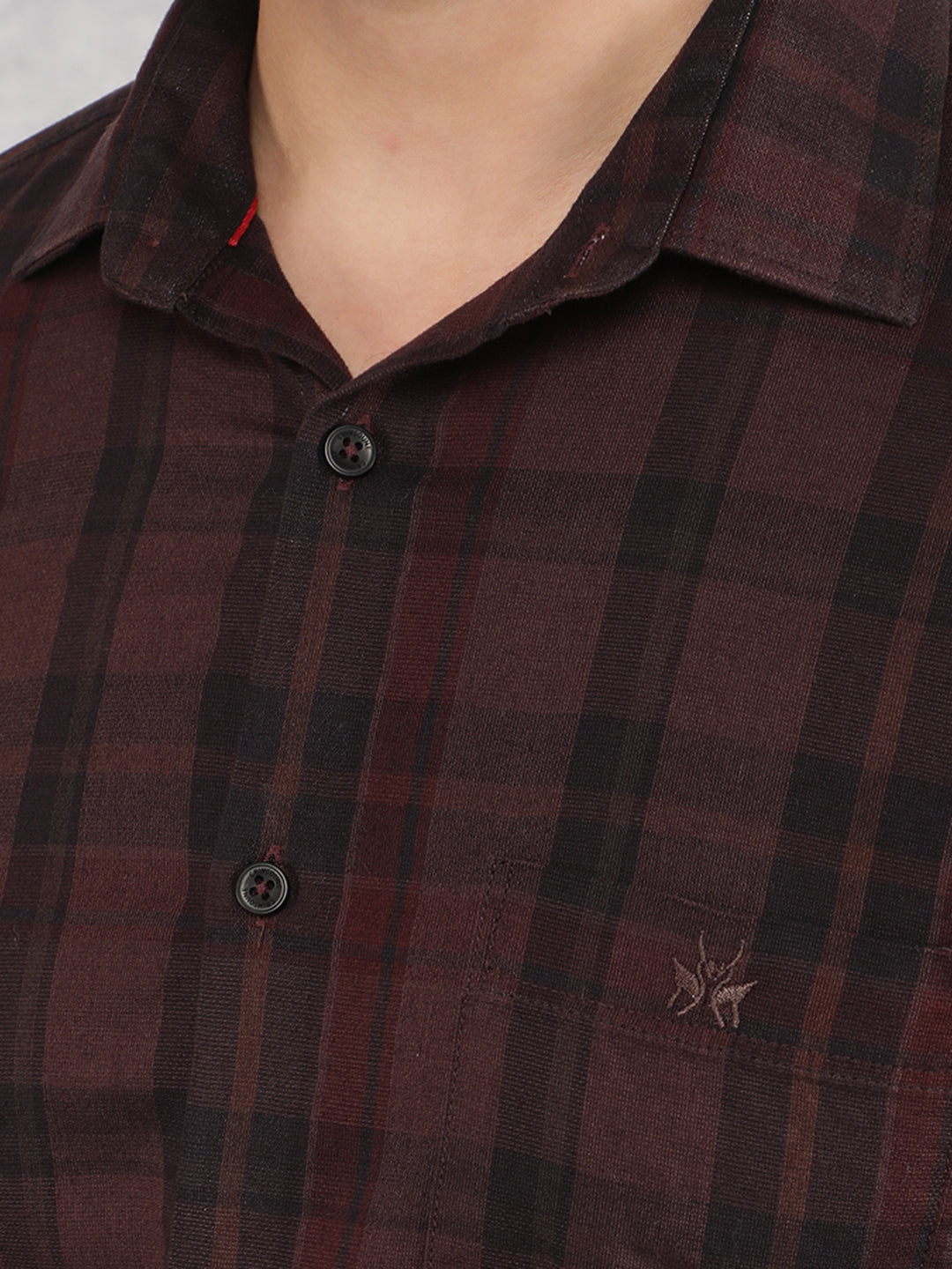 Brown Checked 100% Cotton Shirt-Men Shirts-Crimsoune Club