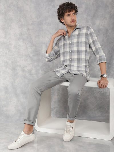 Grey Checkered Shirt-Men Shirts-Crimsoune Club