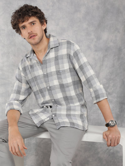 Grey Checkered Shirt-Men Shirts-Crimsoune Club