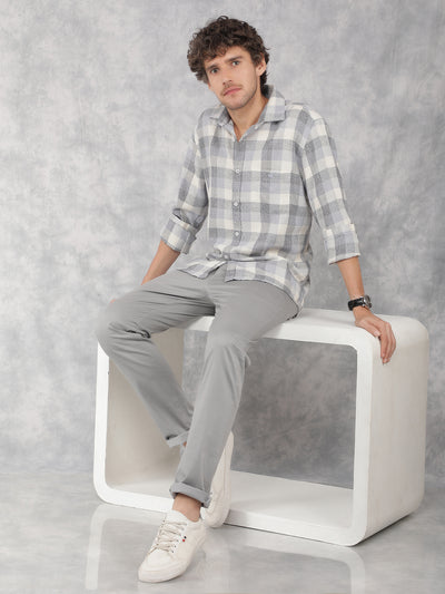 Grey Checkered Shirt-Men Shirts-Crimsoune Club