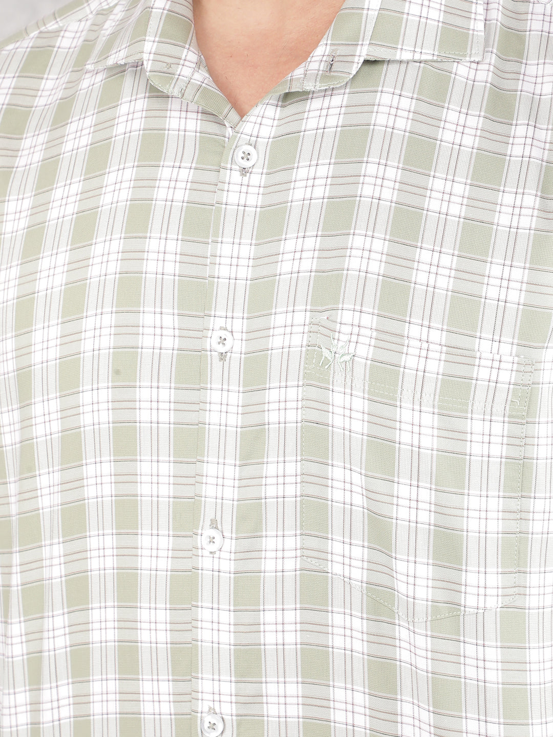 Green Checked 100% Cotton Shirt-Men Shirts-Crimsoune Club