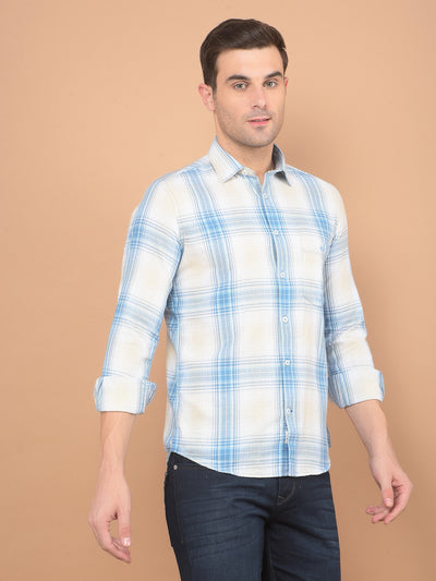 Blue Checked Linen Shirt-Men Shirts-Crimsoune Club