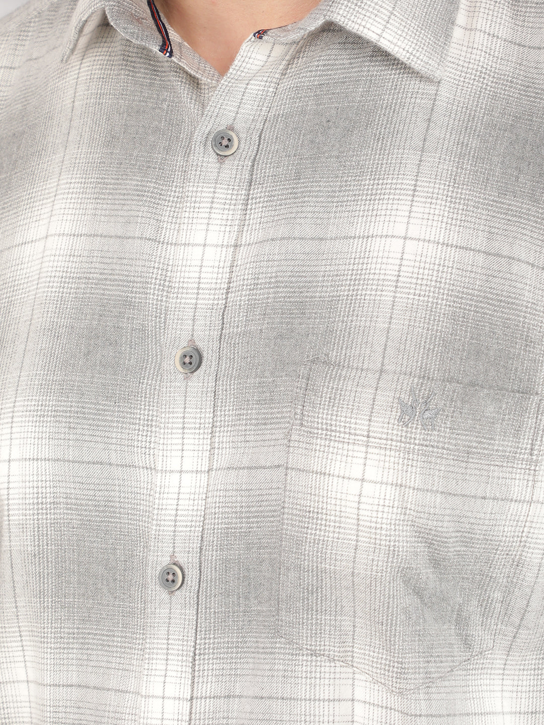 Grey Checked 100% Cotton Shirt-Men Shirts-Crimsoune Club