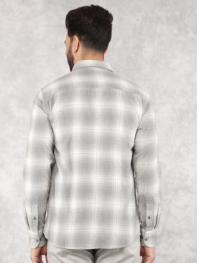 Grey Checked 100% Cotton Shirt-Men Shirts-Crimsoune Club