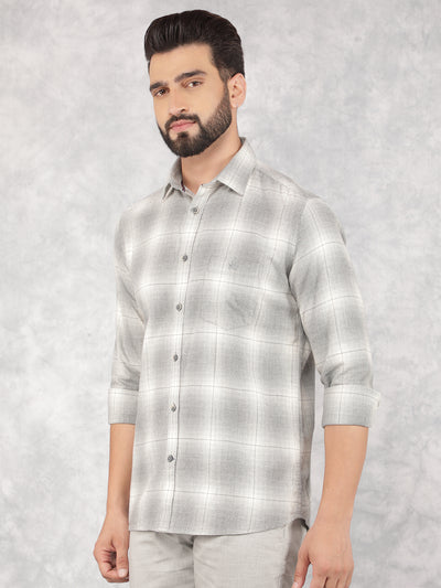 Grey Checked 100% Cotton Shirt-Men Shirts-Crimsoune Club