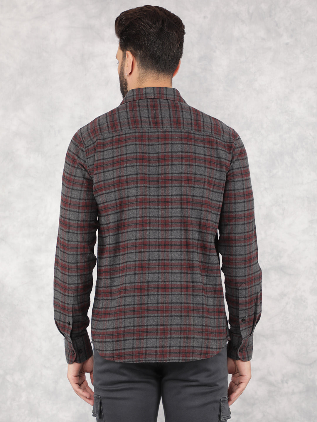 Wine Checked 100% Cotton Shirt-Men Shirts-Crimsoune Club