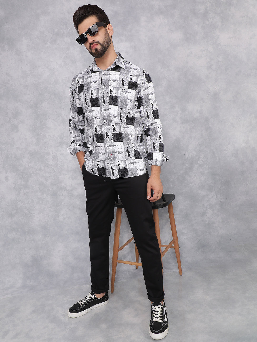 Grey Printed Shirt-Men Shirts-Crimsoune Club