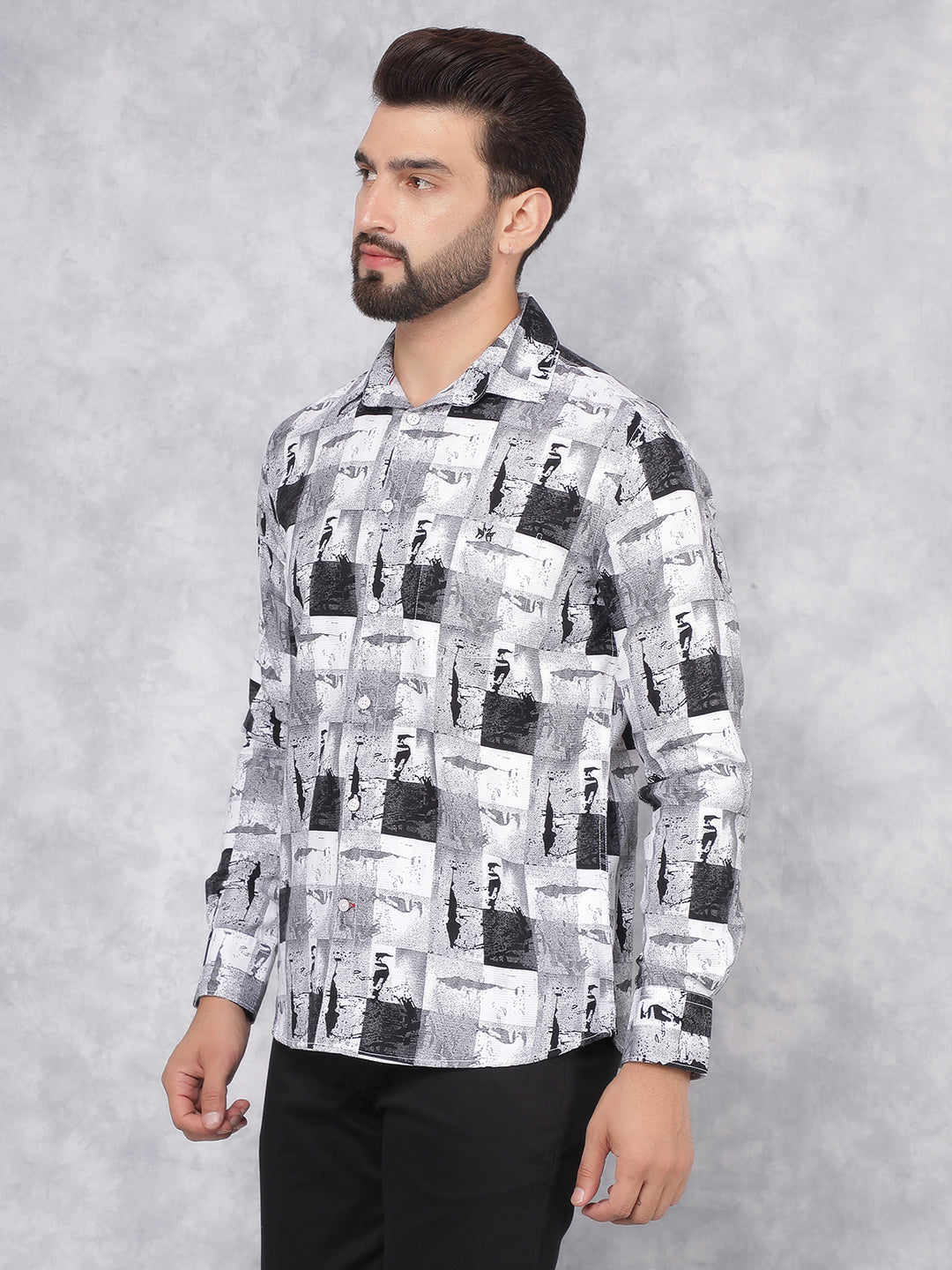 Grey Printed Shirt-Men Shirts-Crimsoune Club