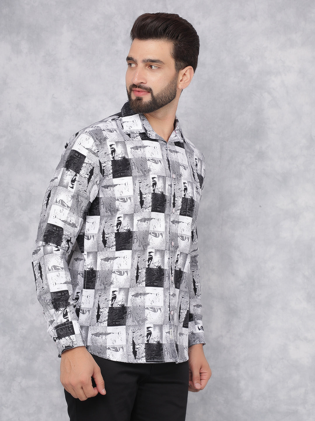 Grey Printed Shirt-Men Shirts-Crimsoune Club