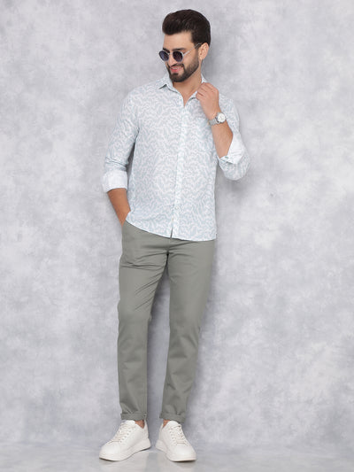 Green Printed Linen Shirt-Men Shirts-Crimsoune Club