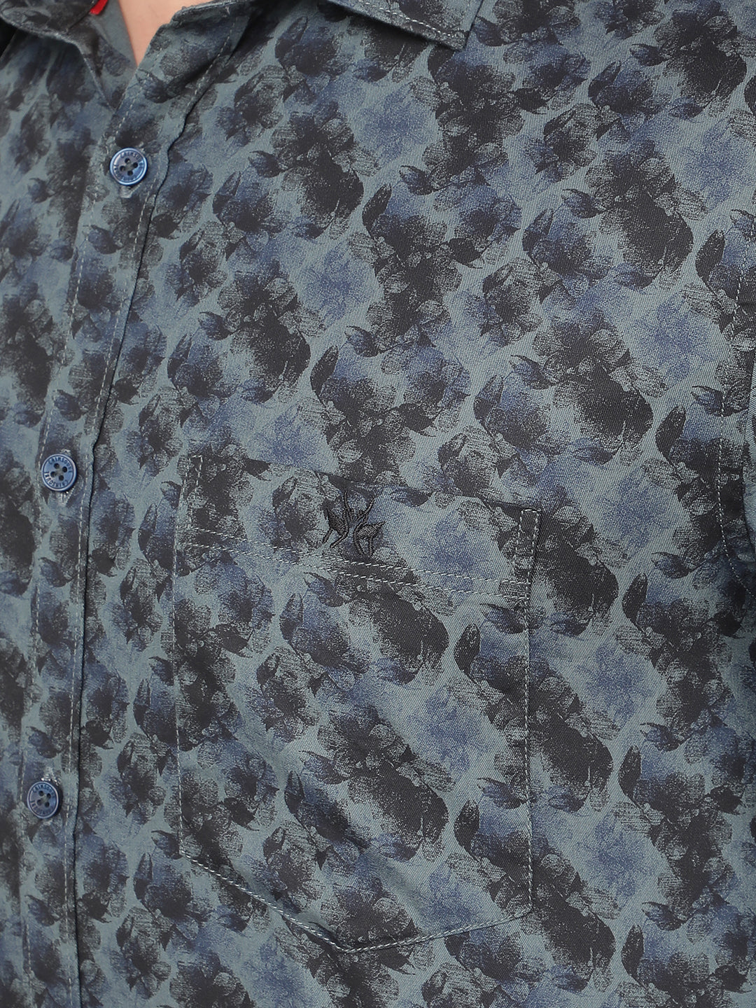 Green Floral Print 100% Cotton Shirt-Men Shirts-Crimsoune Club