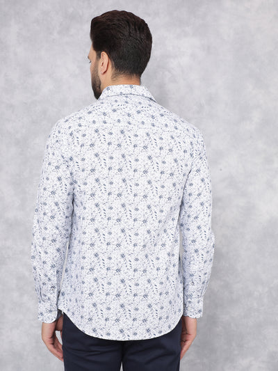 Green Floral Print 100% Cotton Shirt-Men Shirts-Crimsoune Club