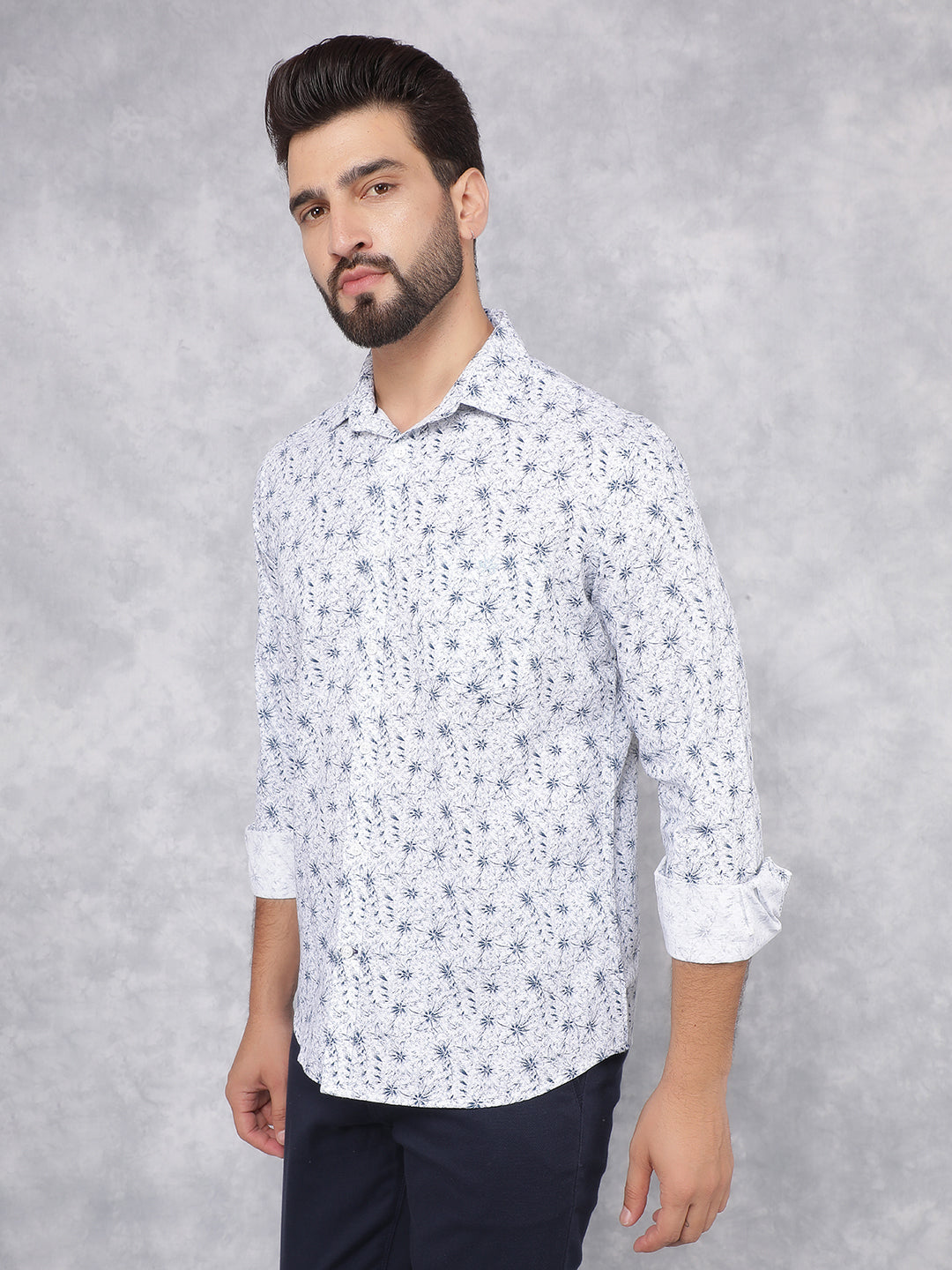 Green Floral Print 100% Cotton Shirt-Men Shirts-Crimsoune Club