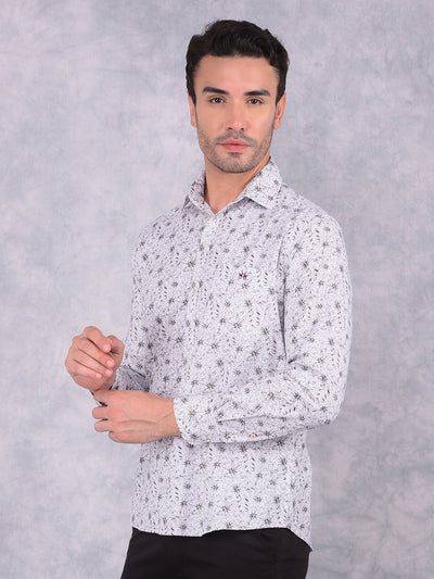 Brown Floral Print 100% Cotton Shirt-Men Shirts-Crimsoune Club