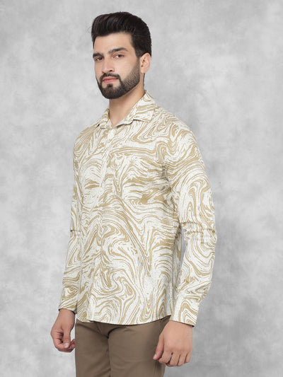 Beige Abstract Print 100% Cotton Shirt-Men Shirts-Crimsoune Club