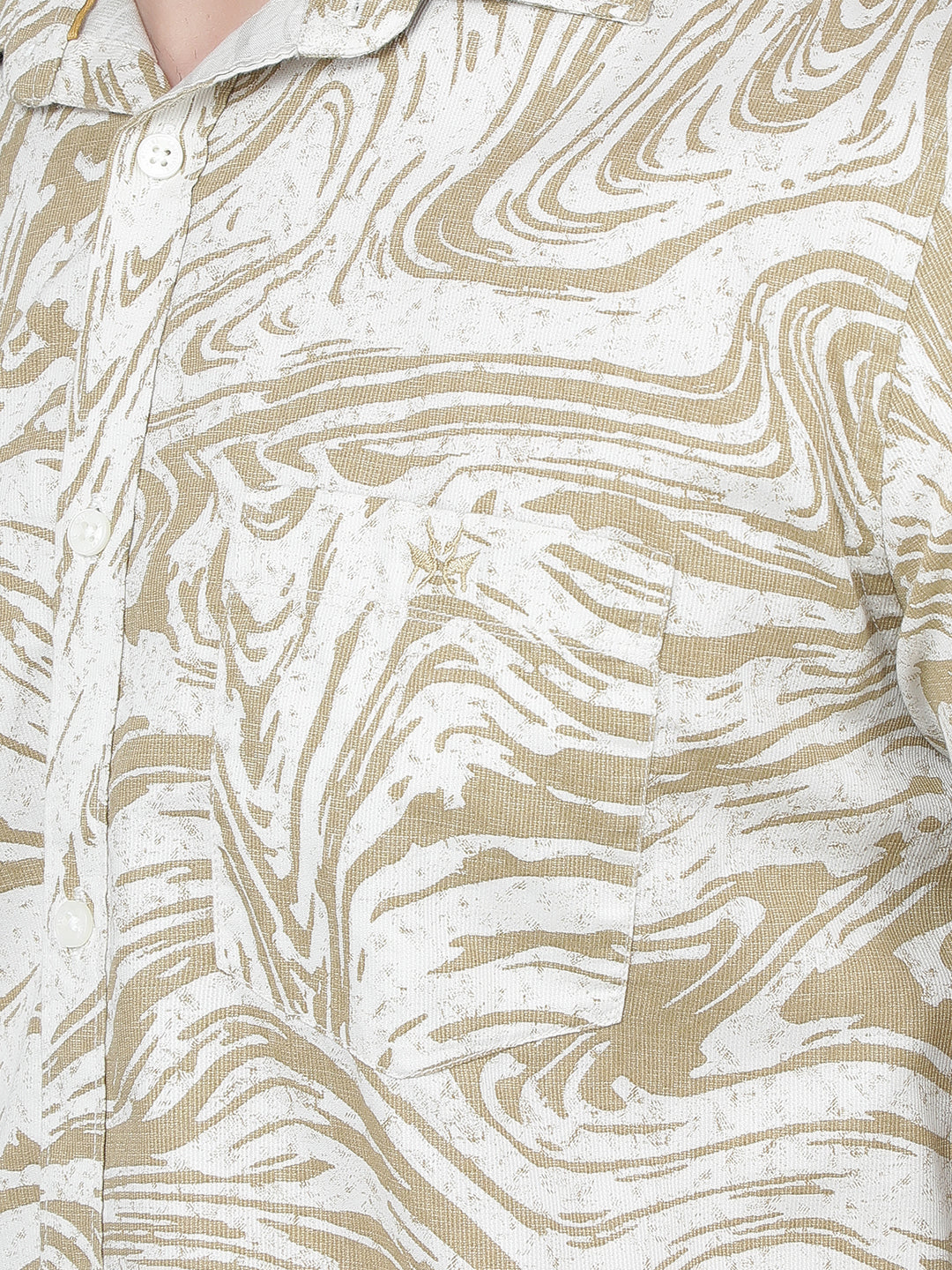 Beige Abstract Print 100% Cotton Shirt-Men Shirts-Crimsoune Club