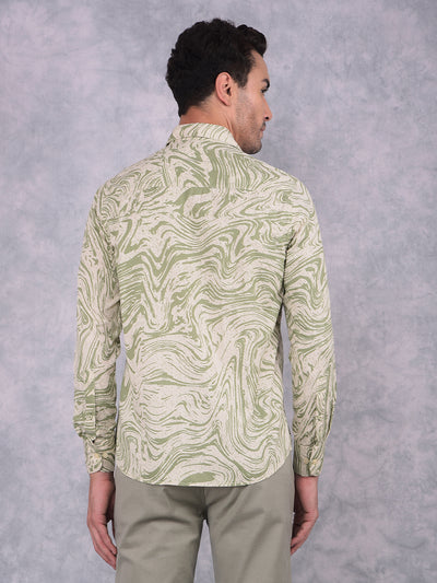 Green Printed 100% Cotton Shirt-Men Shirts-Crimsoune Club