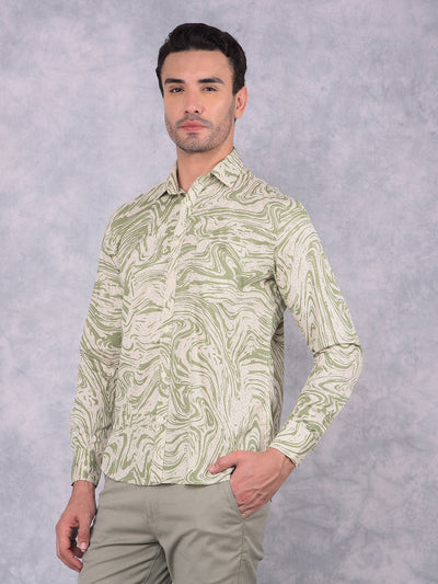 Green Printed 100% Cotton Shirt-Men Shirts-Crimsoune Club