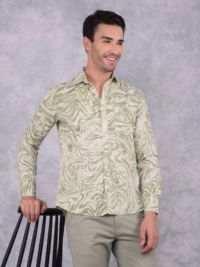 Green Printed 100% Cotton Shirt-Men Shirts-Crimsoune Club