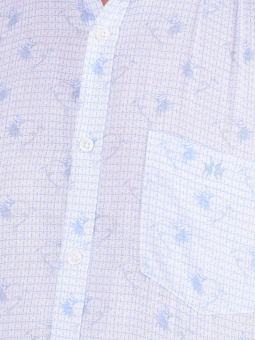 Blue Printed Linen Shirt-Men Shirts-Crimsoune Club