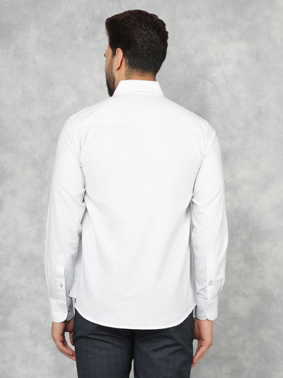 White Printed 100% Cotton Shirt-Men Shirts-Crimsoune Club