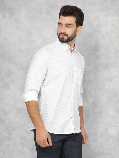 White Printed 100% Cotton Shirt-Men Shirts-Crimsoune Club