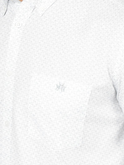 White Printed 100% Cotton Shirt-Men Shirts-Crimsoune Club