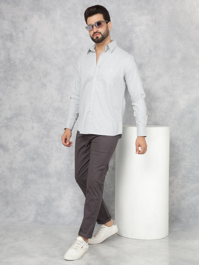 Grey Printed 100% Cotton Shirt-Men Shirts-Crimsoune Club