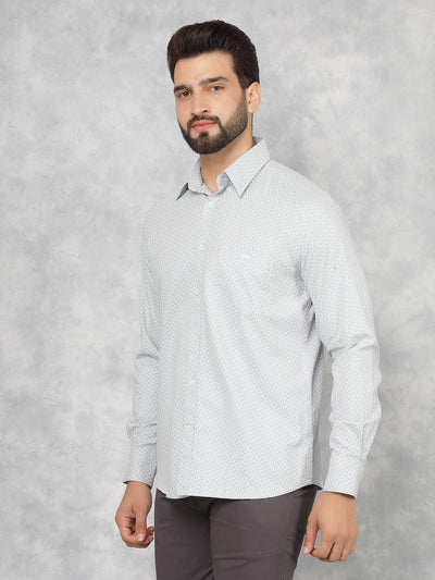 Grey Printed 100% Cotton Shirt-Men Shirts-Crimsoune Club