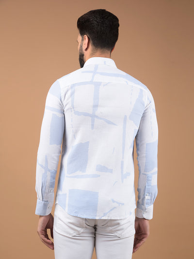 Blue Printed 100% Cotton Shirt-Men Shirts-Crimsoune Club