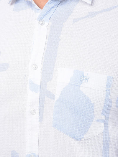 Blue Printed 100% Cotton Shirt-Men Shirts-Crimsoune Club