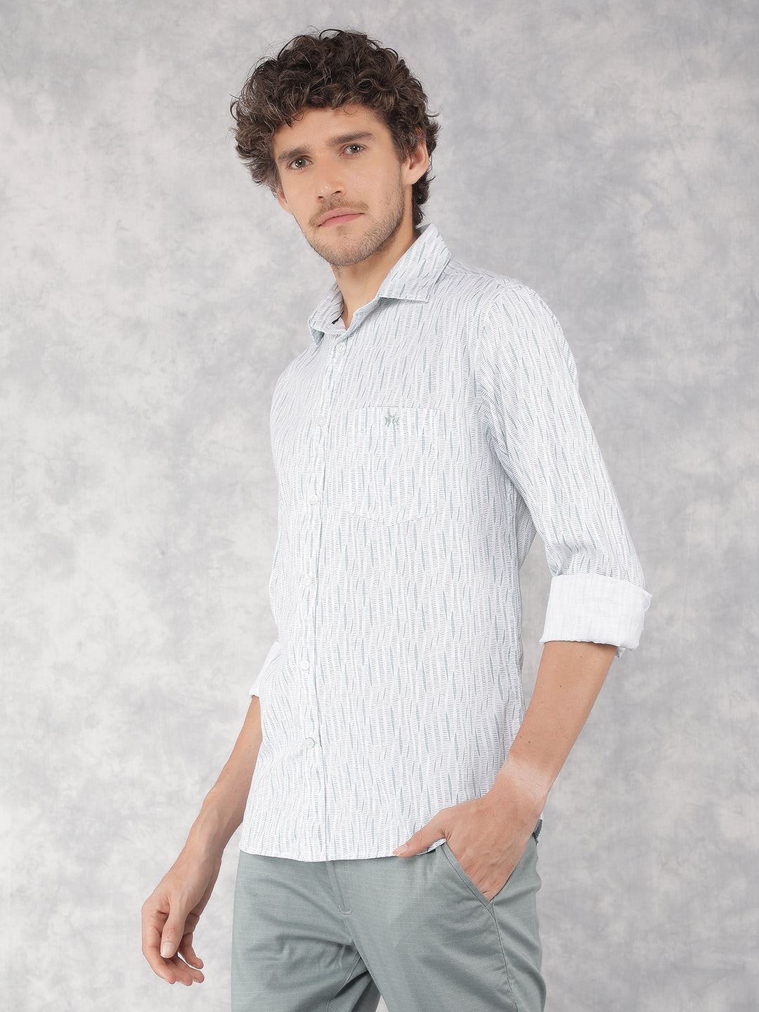 Blue Printed 100% Cotton Shirt-Men Shirts-Crimsoune Club