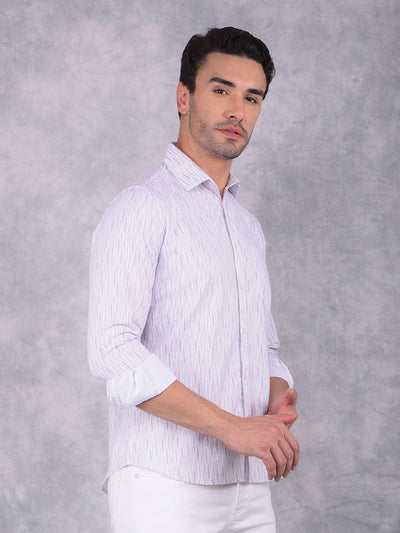 Purple Printed 100% Cotton Shirt-Men Shirts-Crimsoune Club