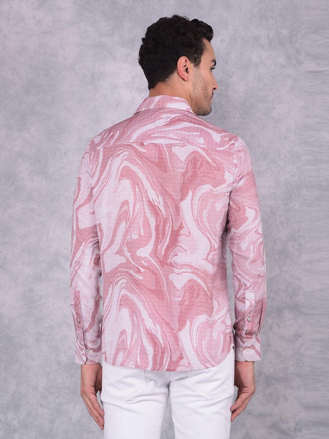 Wine Printed Linen Shirt-Men Shirts-Crimsoune Club