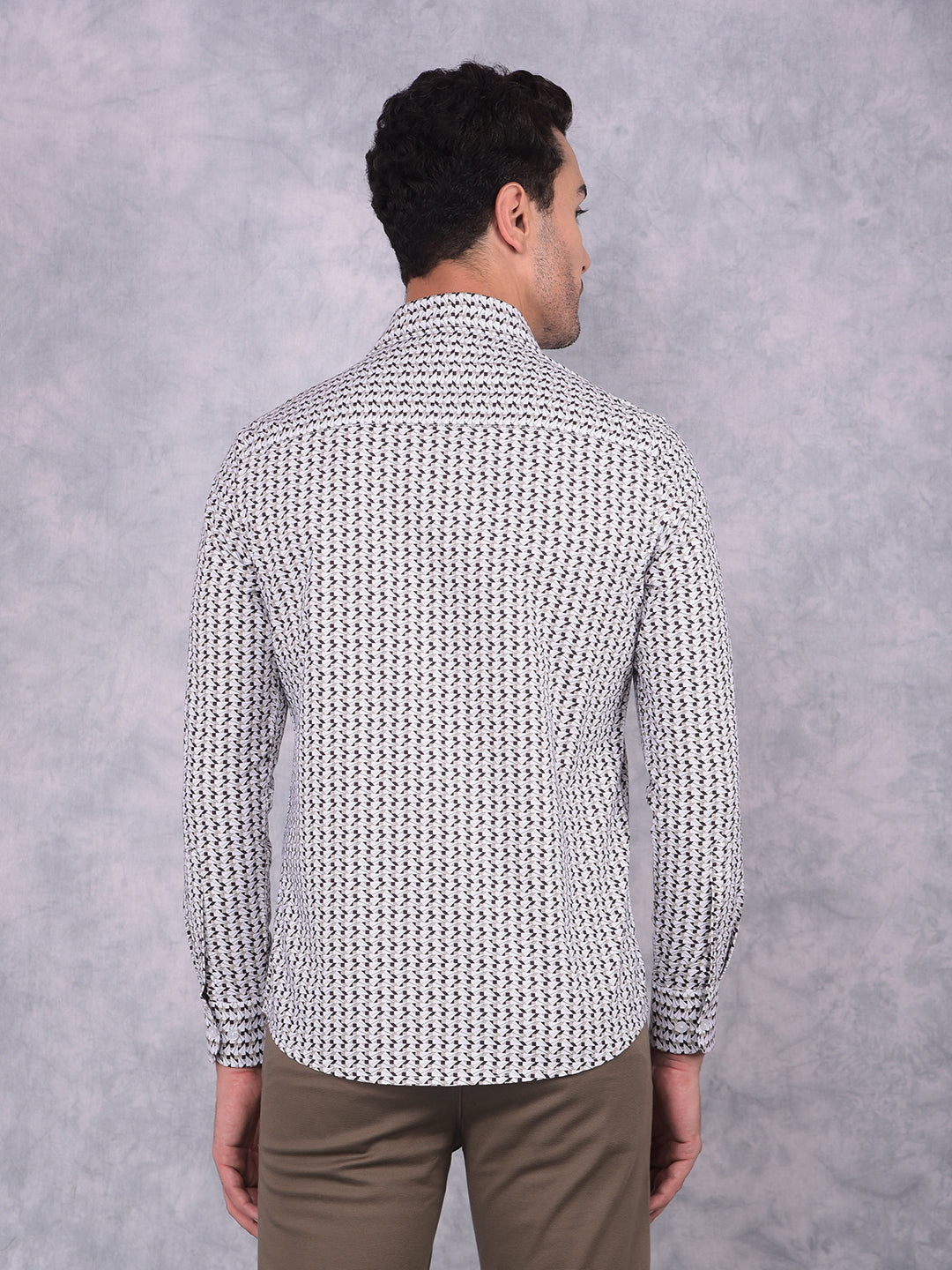 Grey Printed 100% Cotton Shirt-Men Shirts-Crimsoune Club